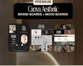 Editable Canva Brand Board Template | Luxury Moodboard & Visual Identity Kit | Premade Color Palette Guide for Small Business Branding