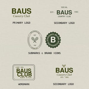 Altes Geld Logo-Kit | Vorgefertigt & Bearbeitbar in Canva | Luxuriöses Grünes Brand Kit mit 6 Logos, Schriften, Palette, Richtlinien | Kleinunternehmer-Branding Bild 2