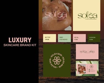 Luxury Skincare Brand Kit Canva Template, Beauty Logo Kit, Feminine Brand Identity, Spa Branding Kit, Instagram Templates, Editable Logo