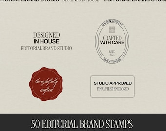 Luxury Brand Stamp Templates for Designers & Creative Businesses | 50 Editorial Canva Badges, Studio Approval, Client Delivery Assets