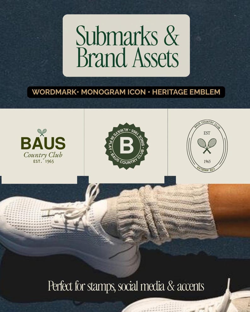 Altes Geld Logo-Kit | Vorgefertigt & Bearbeitbar in Canva | Luxuriöses Grünes Brand Kit mit 6 Logos, Schriften, Palette, Richtlinien | Kleinunternehmer-Branding Bild 4