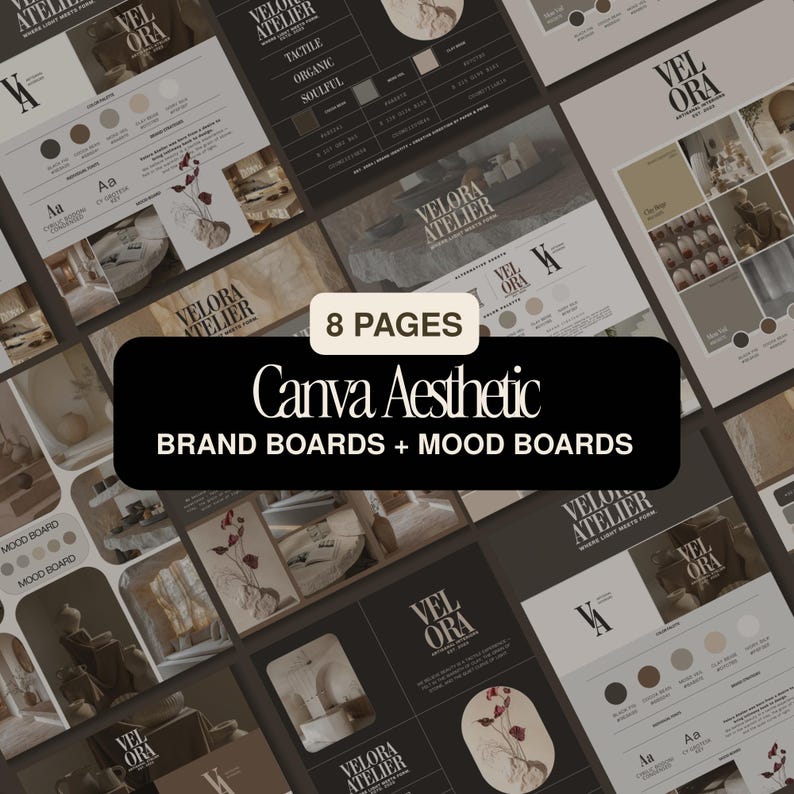 Editable Canva Brand Board Template | Luxury Moodboard & Visual Identity Kit | Premade Color Palette Guide for Small Business Branding image 2