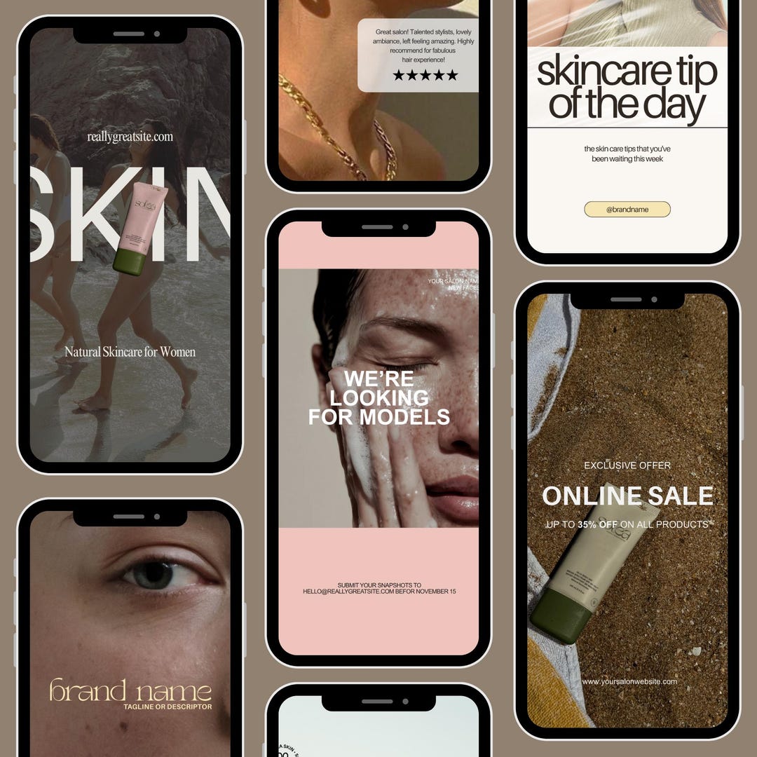 Skincare Instagram Templates Canva | 32 Beauty Social Media Posts ...