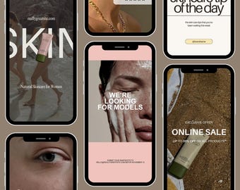 Skincare Instagram Templates Canva | 32 Beauty Social Media Posts & Stories for Estheticians, Med Spa Marketing Kit, Editable Branding Kit