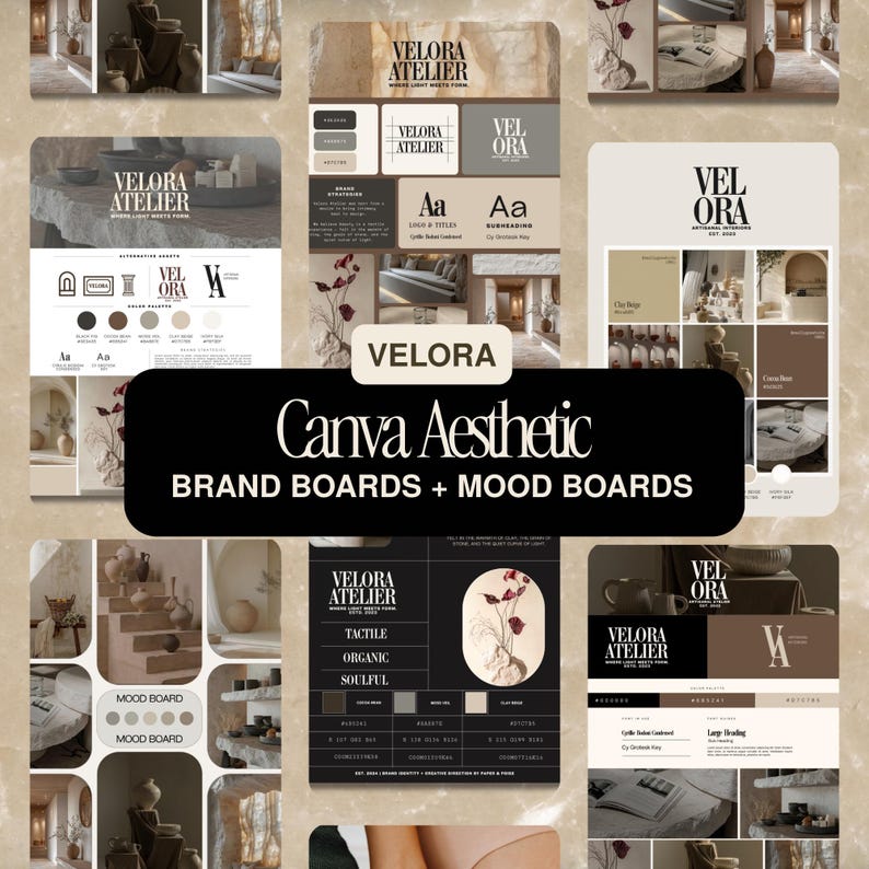 Editable Canva Brand Board Template | Luxury Moodboard & Visual Identity Kit | Premade Color Palette Guide for Small Business Branding image 10