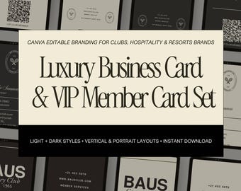 Luxury Business Card & VIP Member Card Templates | Canva Editable Branding for Country Clubs, Resorts, Hospitality Brands