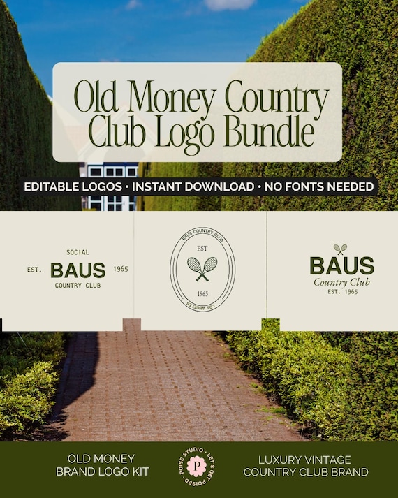 Old Money Logo Kit | Premade & Editable in Canva | Luxury Green Brand Kit with 6 Logos, Fonts, Palette, Guidelines | Small Business Branding