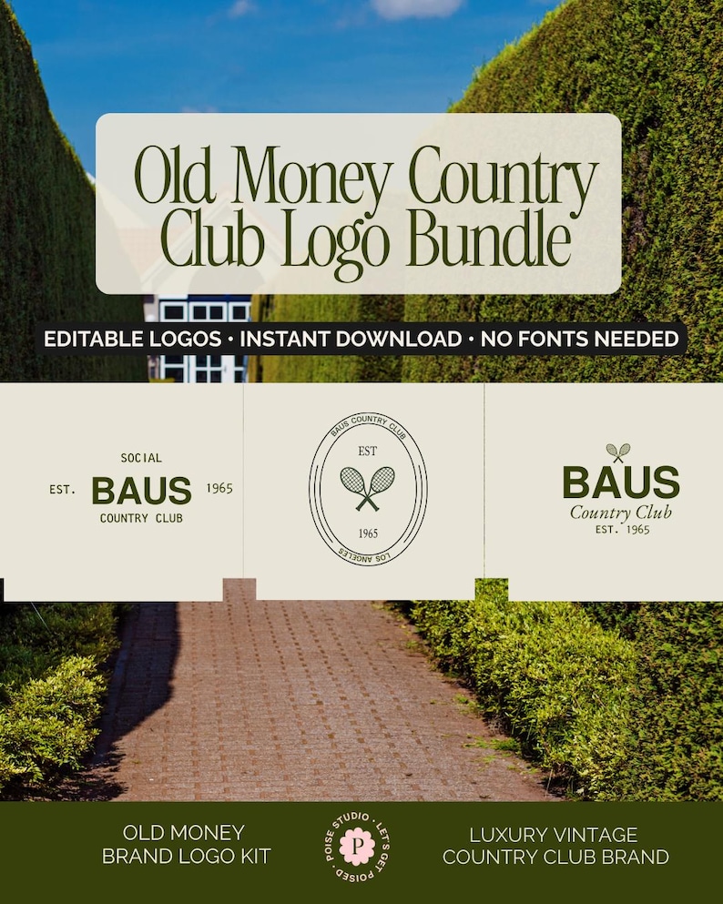 Altes Geld Logo-Kit | Vorgefertigt & Bearbeitbar in Canva | Luxuriöses Grünes Brand Kit mit 6 Logos, Schriften, Palette, Richtlinien | Kleinunternehmer-Branding Bild 1