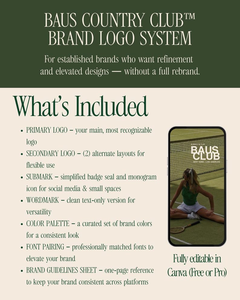 Altes Geld Logo-Kit | Vorgefertigt & Bearbeitbar in Canva | Luxuriöses Grünes Brand Kit mit 6 Logos, Schriften, Palette, Richtlinien | Kleinunternehmer-Branding Bild 3