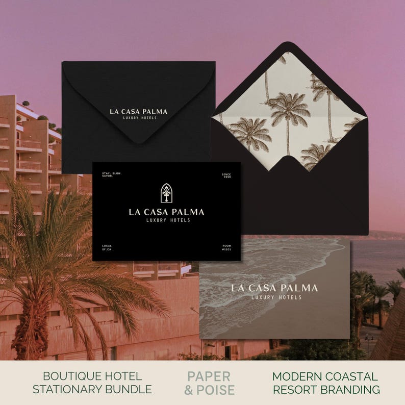 Editable Hotel Stationery Templates | Canva Boutique Hotel Branding Kit ...