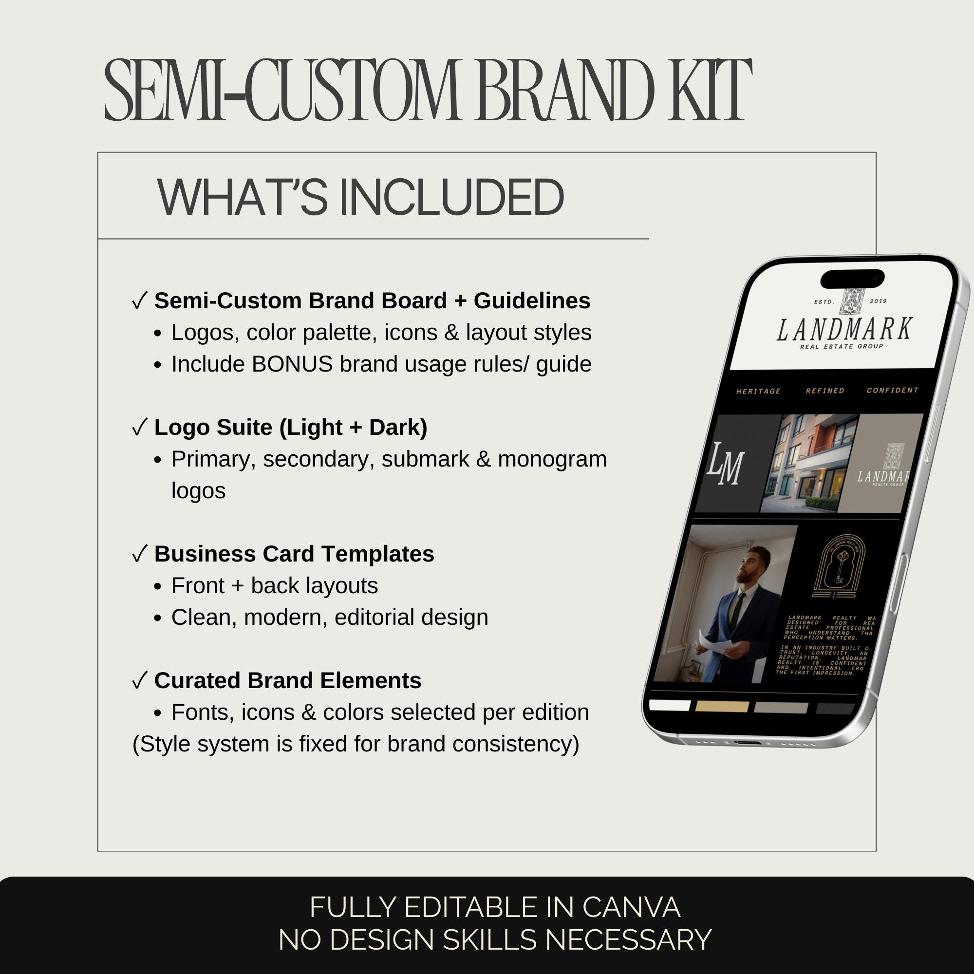 Luxury Real Estate Brand Kit | Heritage Old Money Canva Branding for ...