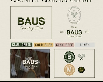Luxury Country Club Branding Kit | Old Money Heritage Logo Design, Brand Marks & Color Palette | Canva Editable Brand Guidelines