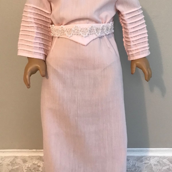 Edwardian Titanic Era Light Pink Cotton Dress for AG Samantha or 18 Inch Doll