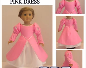 Molde em PDF do vestido rosa da Pequena Sereia para a boneca AG - Download instantâneo