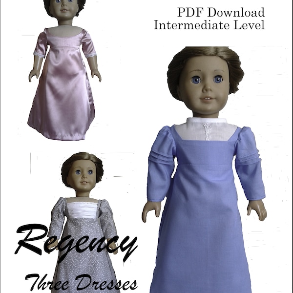 Regency Early 1800s Dresses and Chemisette PDF Pattern for 18 inch or American Girl Dolls - INSTANT DOWNLOAD