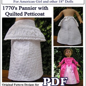 1770&#39;s Pannier with Quilted Petticoat PDF Pattern for AG or 18&quot; Dolls - Instant Download