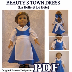La Belle et Le Bete Town Dress PDF Pattern for American Girl Doll - Instant Download