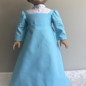 Regency Sky Blue Cotton  Day Dress and Chemisette for AG Caroline or 18 Inch Doll