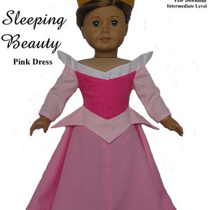 Sleeping Beauty Pink Dress , Crown Movie Style  - PDF Pattern for 18 Inch Doll