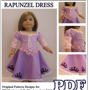 Rapunzel Dress PDF Pattern for American Girl Doll INSTANT DOWNLOAD