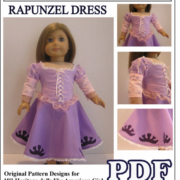 Rapunzel Dress PDF Pattern for American Girl Doll INSTANT DOWNLOAD