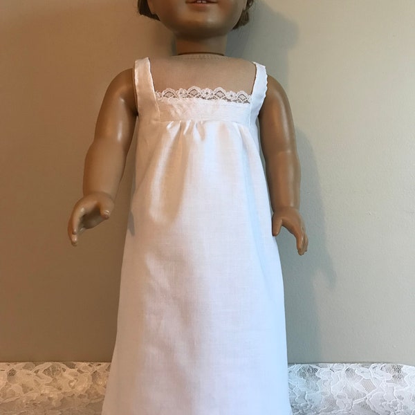 Square Neck White Cotton Chemise for 18 inch doll like American Girl