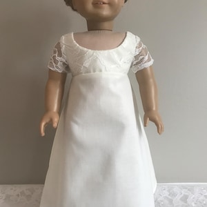 Regency Soft Cream Cotton and Lace Day Dress for AG Caroline or 18 Inch Doll