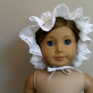 1800&#39;s White Cotton Dust Bonnet for AG  Doll
