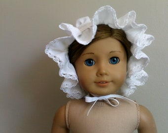 1800&#39;s White Cotton Dust Bonnet for AG  Doll