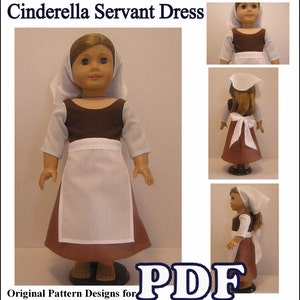 Cinderella Servant Dress, Apron, and Scarf PDF Pattern for American Girl Doll - Instant Download