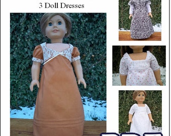 1810 Regency PDF Pattern for 3 Dresses  with Chemise for American Girl or 18 inch Doll INSTANT DOWNLOAD