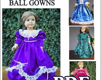 1800s Victorian Gown or Evening Dresses Pattern for American Girl Dolls - INSTANT DOWNLOAD