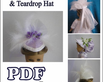 1800's Tear Drop Hat and Poke Bonnet PDF Pattern for American Girl Dolls - Instant Download