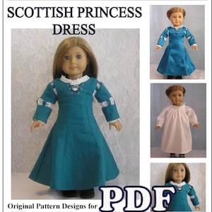 Scottish Princess Archery Dress with Chemise PDF Pattern for AG Doll - Instant Download