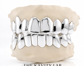 Custom Plain Solid with Permanent Cuts Grillz: 925 Sterling Silver (Free Mold Kit)