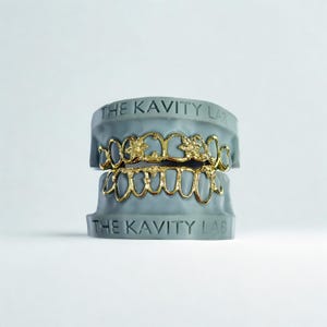 Custom Fit 3D Open Face Flowers Grillz: 925 Sterling Silver (Free Mold Kit)