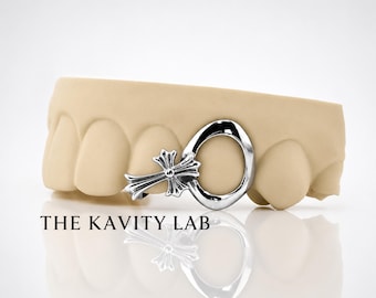 Custom 2pcs Open Face and Cross  Grillz: 925 Sterling Silver (Free Mold Kit)