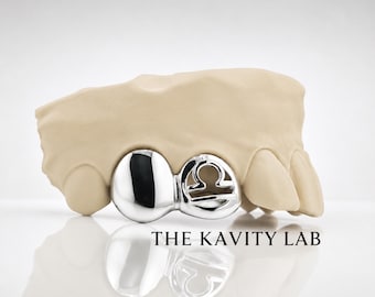 Custom 2pcs Zodiac Sign Grillz: 925 Sterling Silver (Free Mold Kit)