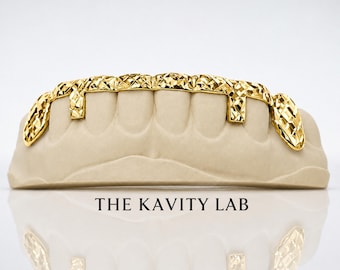 Custom 8pcs Gap Cover with Diamond Cuts Grillz: 925 Sterling Silver (Free Mold Kit)