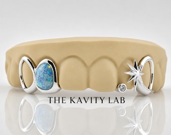 Custom 6pcs Galaxy Enamel Star Grillz: 925 Sterling Silver ( Free Mold Kit)