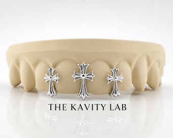 Custom 4pcs 3D Cross Trio Grillz: 925 Sterling Silver (Free Mold Kit)