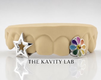 Custom 4pcs Cosmic Bloom Grillz: 925 Sterling Silver (Free Mold Kit)