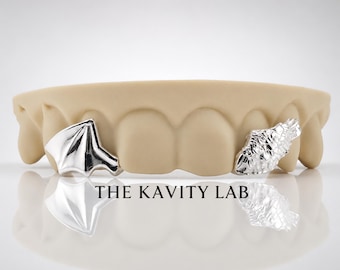 Custom 4pcs Heaven & Chaos Grillz: 925 Sterling Silver (Free Mold Kit)