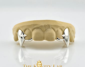Custom 4pcs Star x Extended Fangs Grillz: 925 Sterling Silver (Free Mold Kit)