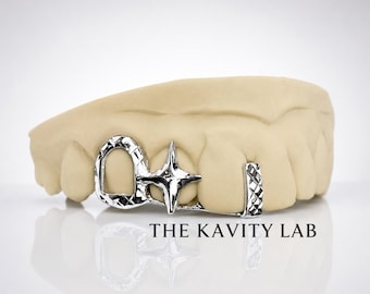 Custom 3pcs Star with Gap Filled Grillz: 925 Sterling Silver (Free Mold Kit)