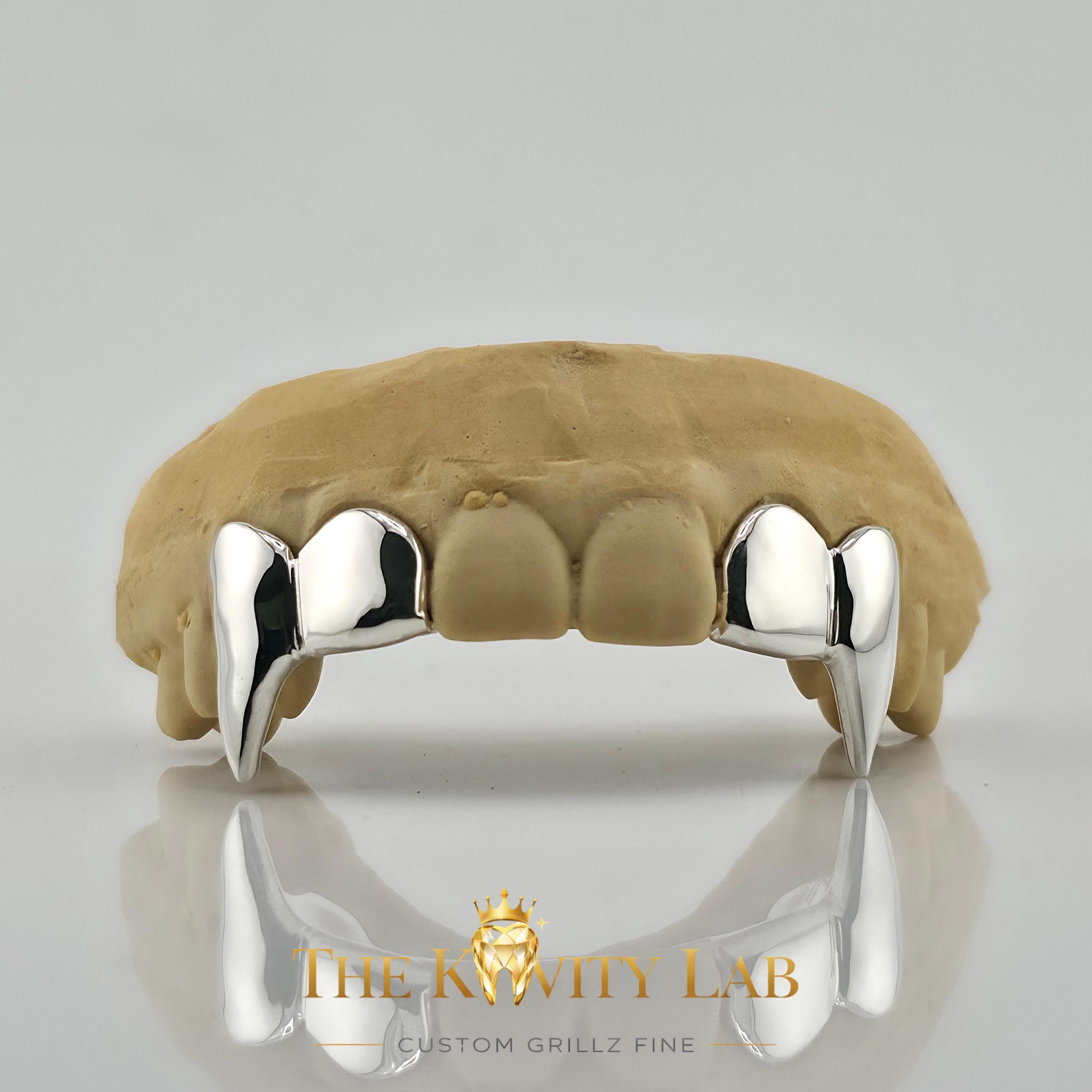 Bulk Silver Vampire Teeth Charms – 4, 20, Or 50 Pcs, Halloween AS711, US Seller