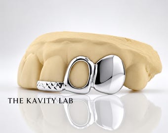 Custom 3pcs Diamond Cuts & Open-Face Grillz : 925 Sterling Silver (Free Mold Kit)