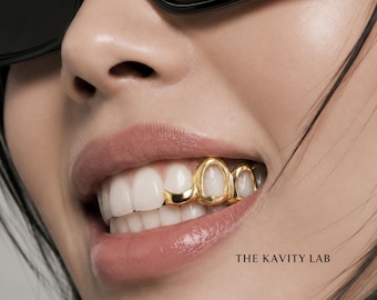 Custom 3pcs Open Face x Curved Tip Grillz: 925 Sterling Silver (Free Mold Kit)