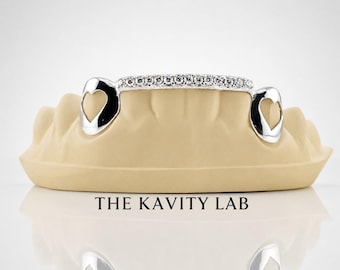Custom 6pcs Iced-Out Front Bar Grillz: 925 Sterling Silver (Free Mold Kit)