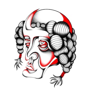 Old School Tattoo Flash – Bold Line Traditional Face Design – Digital Download